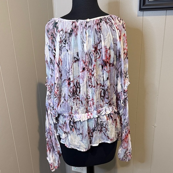 IRO Women’s 40/Large Abstract Sheer Cut Out Blouse - Picture 6 of 7